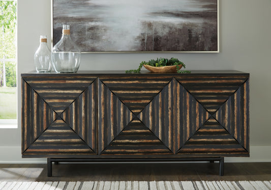 Auburndale Furniture Outlet - Ashley Furniture - Fair Ridge Accent Cabinet - Accent Cabinet / Distressed Black - A4000573