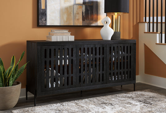 Auburndale Furniture Outlet - Ashley Furniture - Vallisburg Accent Cabinet - Accent Cabinet / Black/Natural - A4000644
