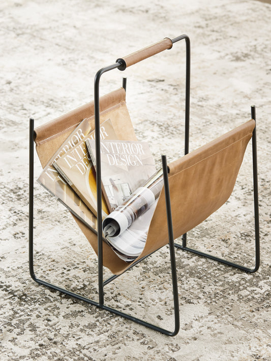 Auburndale Furniture Outlet - Ashley Furniture - Faronworth Magazine Rack - Magazine Rack / Brown/Black - A4000668