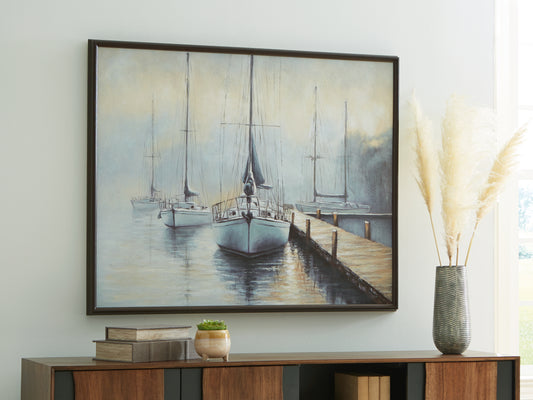 Auburndale Furniture Outlet - Ashley Furniture - Worthney Wall Decor - Wall Art / Blue/White/Brown - A8000457