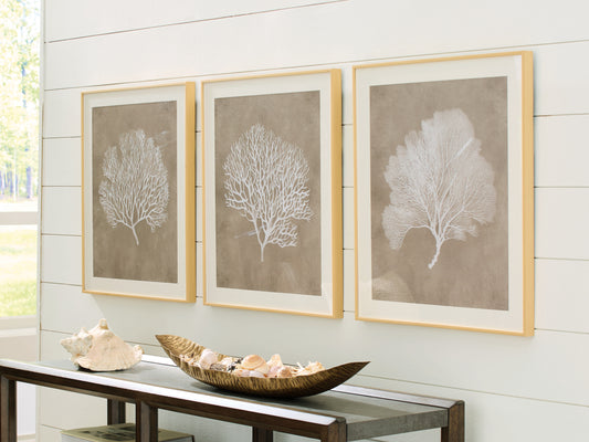 Auburndale Furniture Outlet - Ashley Furniture - Hendridge Wall Decor - Wall Art Set (3/CN) / Taupe/White - A8000486