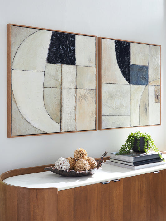 Auburndale Furniture Outlet - Ashley Furniture - Bexlen Wall Decor - Wall Art Set (Set of 2) / Tan/Taupe/Black - A8000498