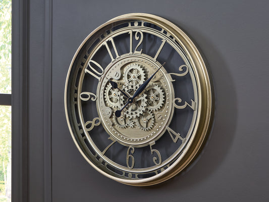 Auburndale Furniture Outlet - Ashley Furniture - Gilover Wall Decor - Wall Clock / Champagne Finish - A8010386