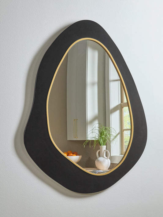 Auburndale Furniture Outlet - Ashley Furniture - Kierlock Mirror - Accent Mirror / Black/Gold Finish - A8010414