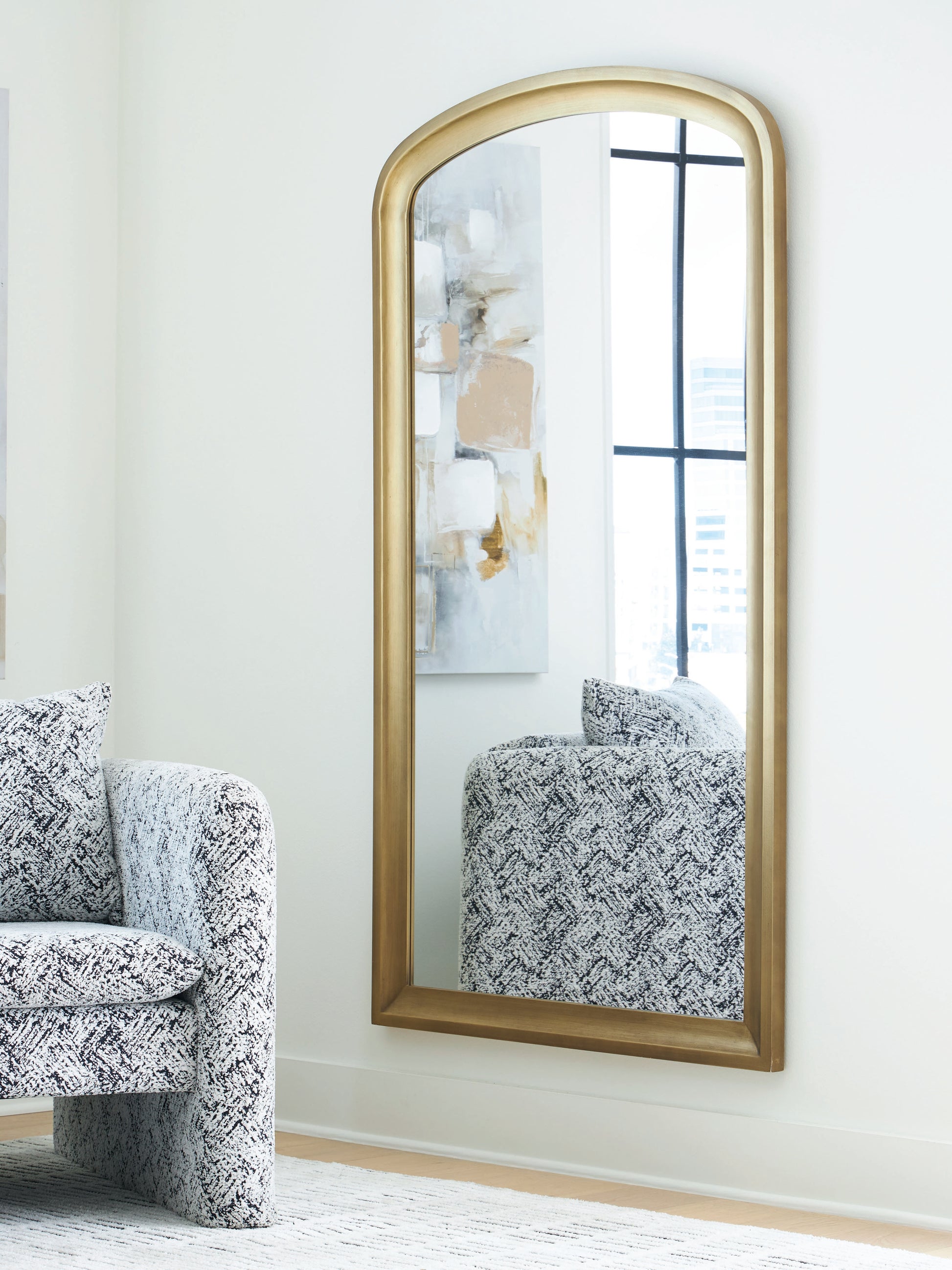 Auburndale Furniture Outlet - Ashley Furniture - Fintan Mirror - Floor Mirror / Gold Finish - A8010436