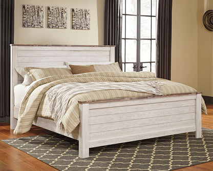 Auburndale Furniture Outlet - Ashley Furniture - Willowton Bedroom - California King Panel Bed / Whitewash - B267B28