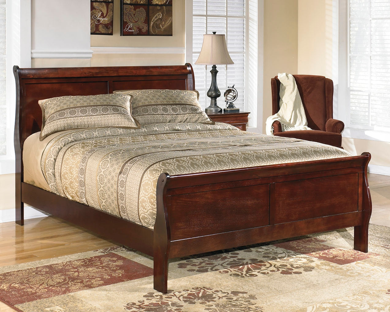 Auburndale Furniture Outlet - Ashley Furniture - Alisdair Bedroom - California King Sleigh Bed / Reddish Brown - B376B9