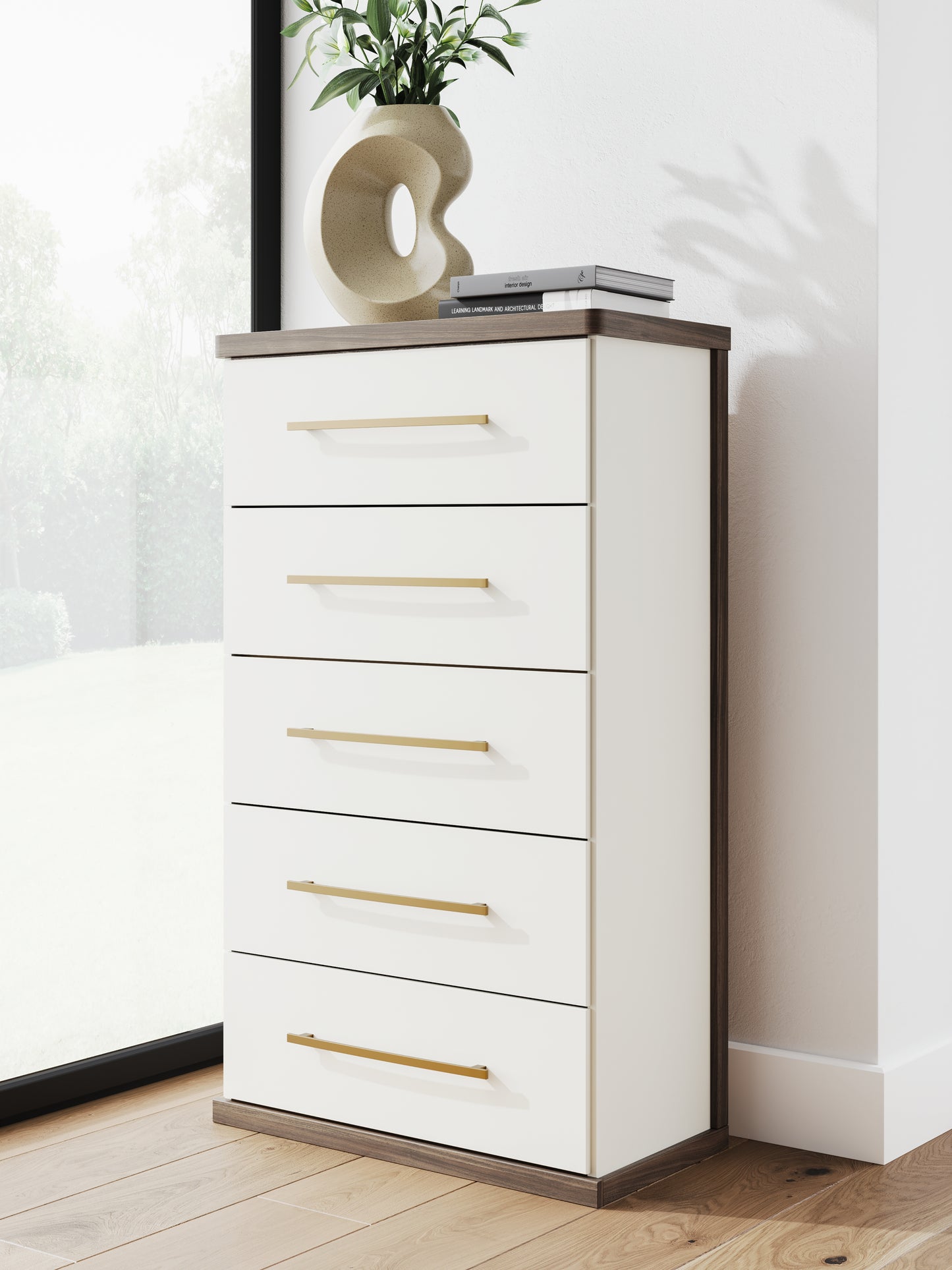 Auburndale Furniture Outlet - Ashley Furniture - Kendanport Bedroom - Five Drawer Chest / Brown/White - PCB1108-46