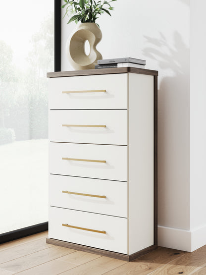 Auburndale Furniture Outlet - Ashley Furniture - Kendanport Bedroom - Five Drawer Chest / Brown/White - PCB1108-46