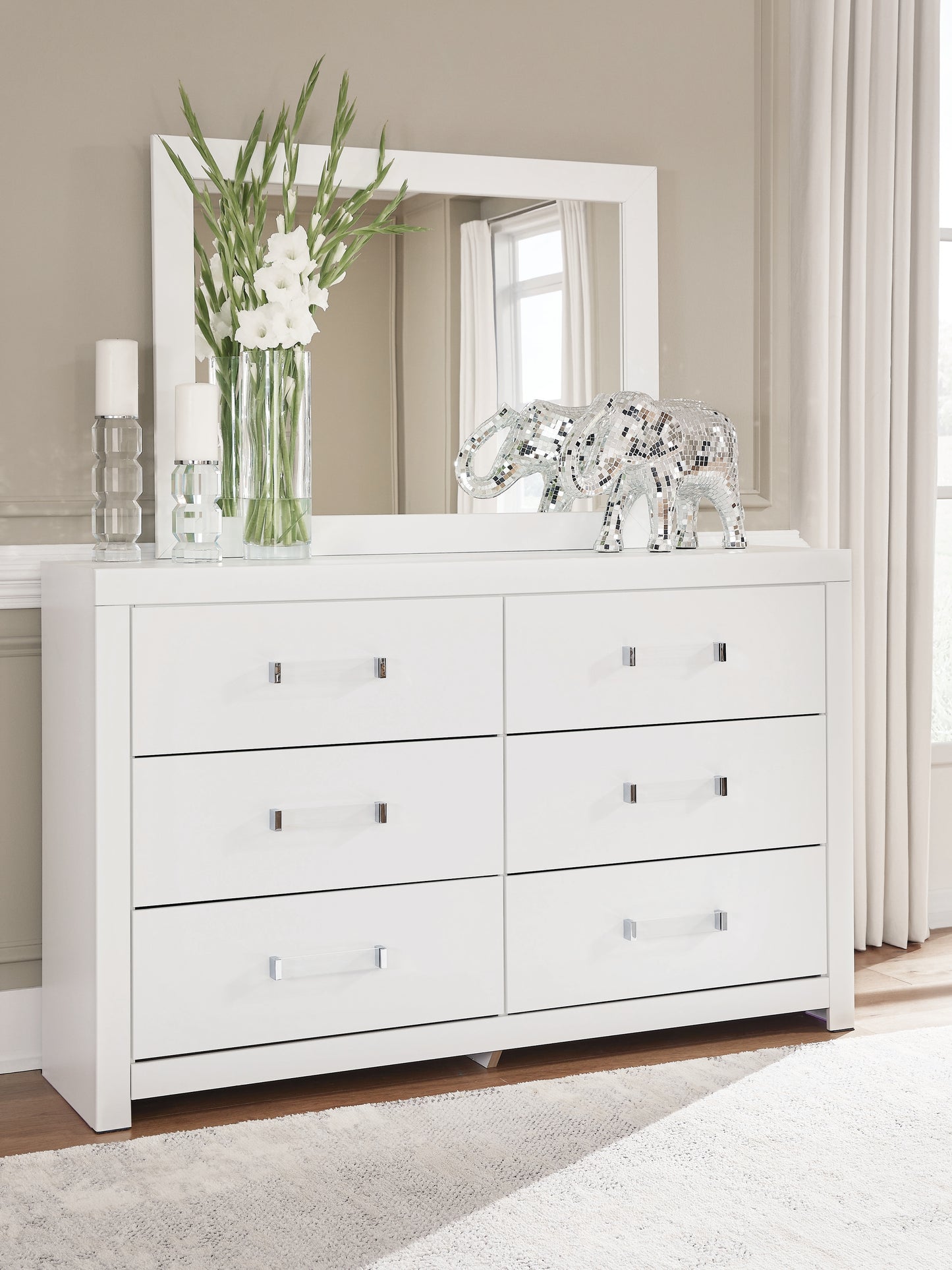 Auburndale Furniture Outlet - Ashley Furniture - Maeling Bedroom - Dresser and Mirror / White - PCB1119B1