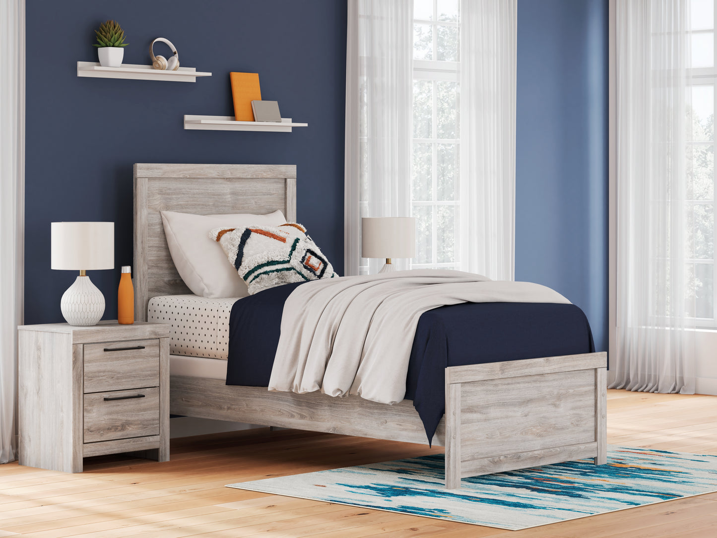 Auburndale Furniture Outlet - Ashley Furniture - Broachmyn Bedroom - Twin Panel Bed / Gray - PCB1120B8