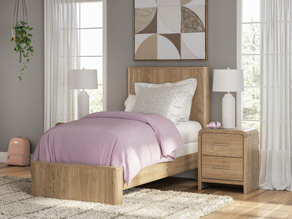 Auburndale Furniture Outlet - Ashley Furniture - Gramburg Bedroom - Twin Panel Bed / Warm Natural Brown - PCB1121B2