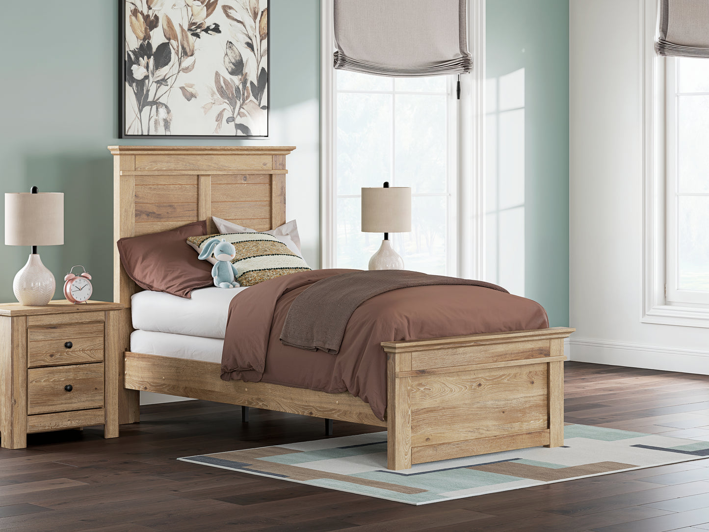 Auburndale Furniture Outlet - Ashley Furniture - Makidern Bedroom - Twin Panel Bed / Tan - PCB1170B18