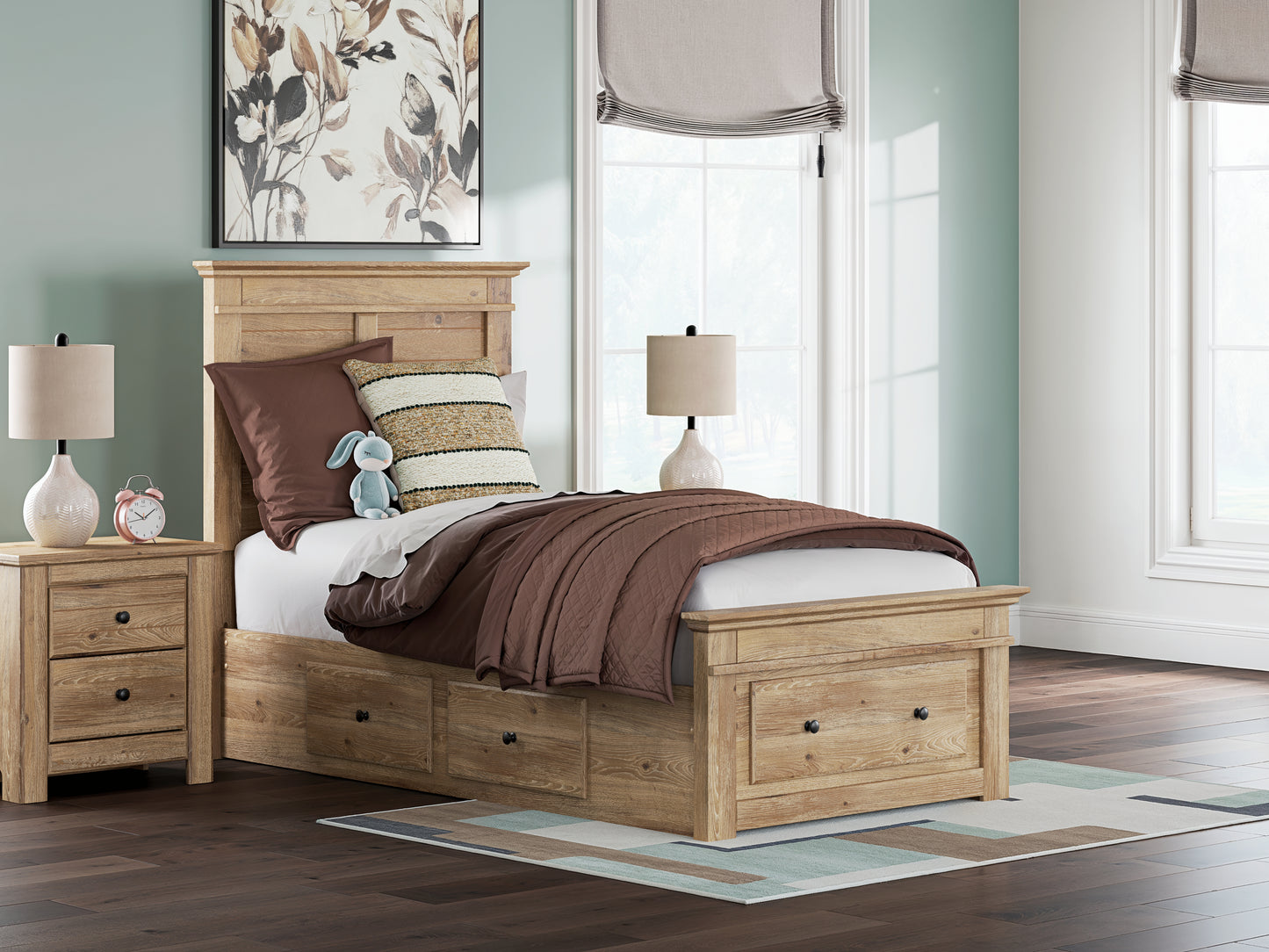 Auburndale Furniture Outlet - Ashley Furniture - Makidern Bedroom - Twin Panel Storage Bed / Tan - PCB1170B38