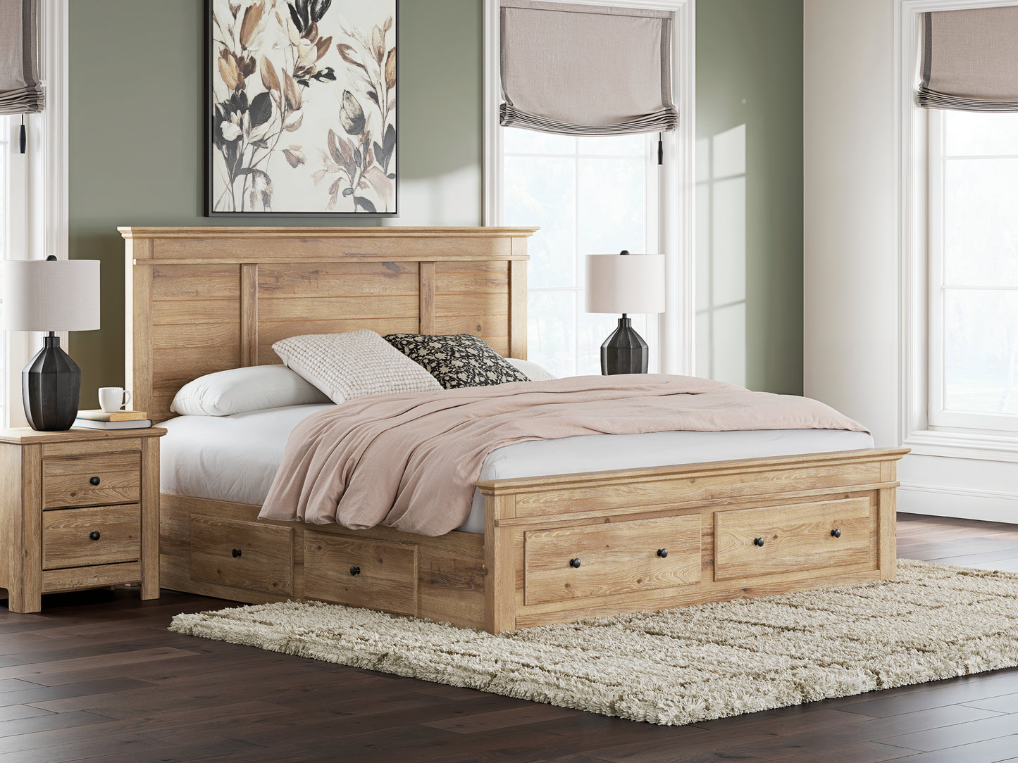 Auburndale Furniture Outlet - Ashley Furniture - Makidern Bedroom - King Panel Storage Bed / Tan - PCB1170B15