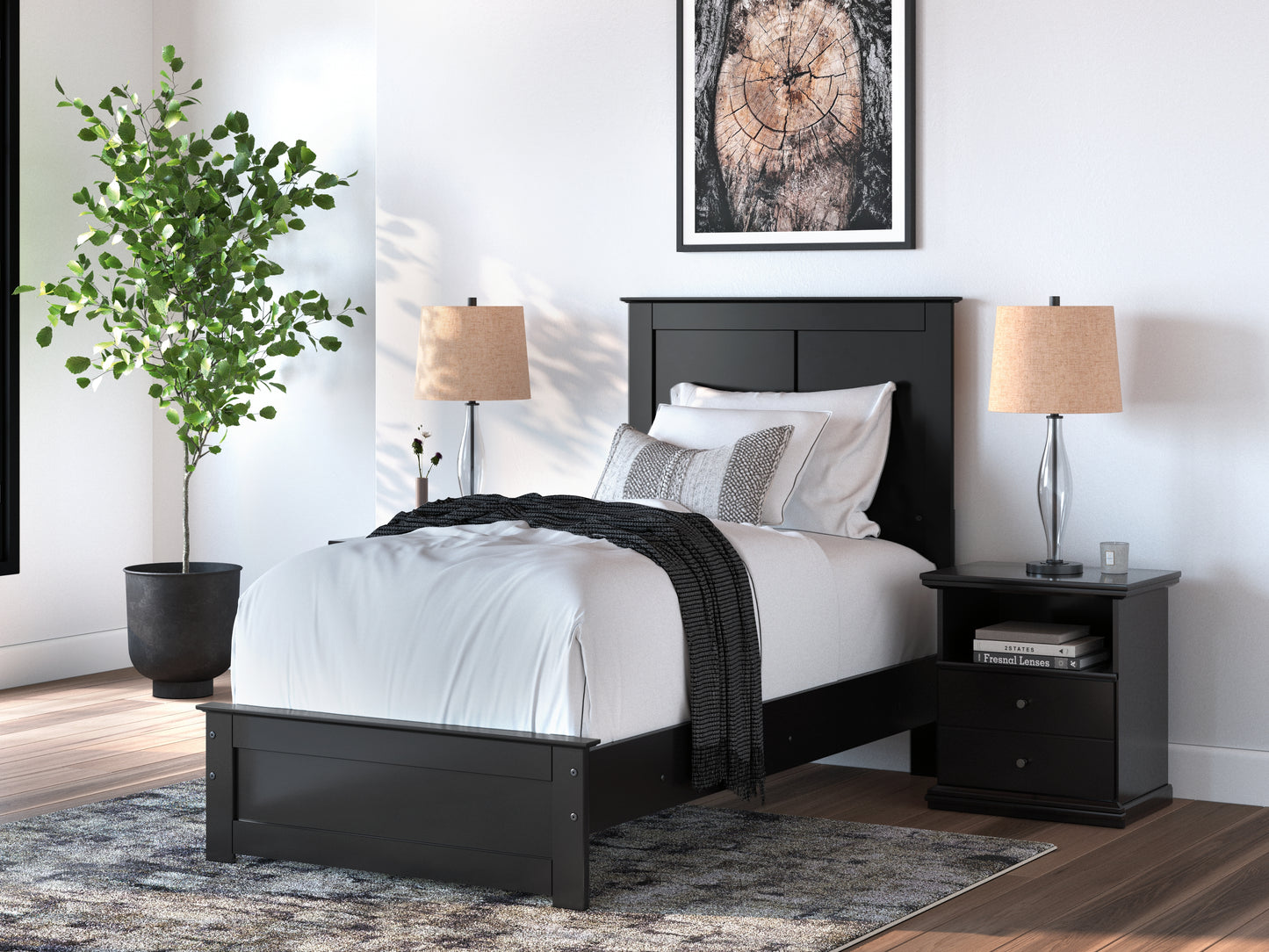 Auburndale Furniture Outlet - Ashley Furniture - Maribel Bedroom - Twin Panel Bed / Black - B138B51