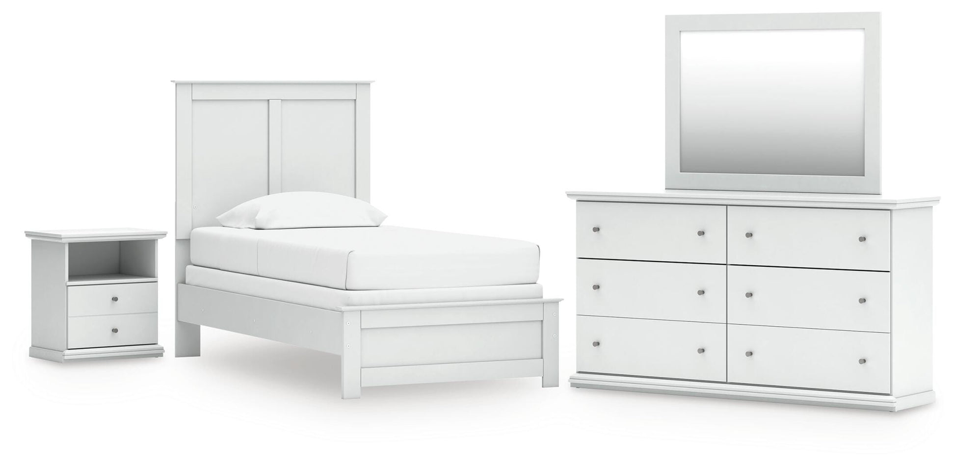 Auburndale Furniture Outlet - Ashley Furniture - Bostwick Shoals Twin Panel Bed, Dresser, Mirror and Nightstand - Twin Panel Bed, Dresser, Mirror and Nightstand - B139B60