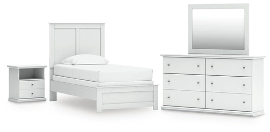 Auburndale Furniture Outlet - Ashley Furniture - Bostwick Shoals Twin Panel Bed, Dresser, Mirror and Nightstand - Twin Panel Bed, Dresser, Mirror and Nightstand - B139B60