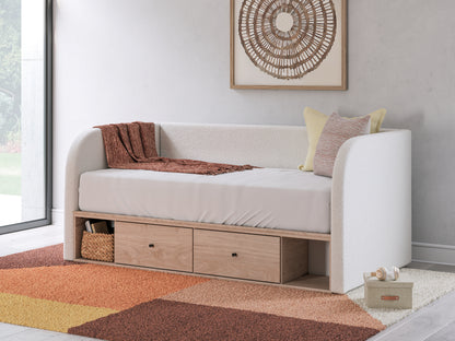 Auburndale Furniture Outlet - Ashley Furniture - Arloster Bedroom - Full Upholstered Day Bed with Storage / Tan/White - PCB1566B11