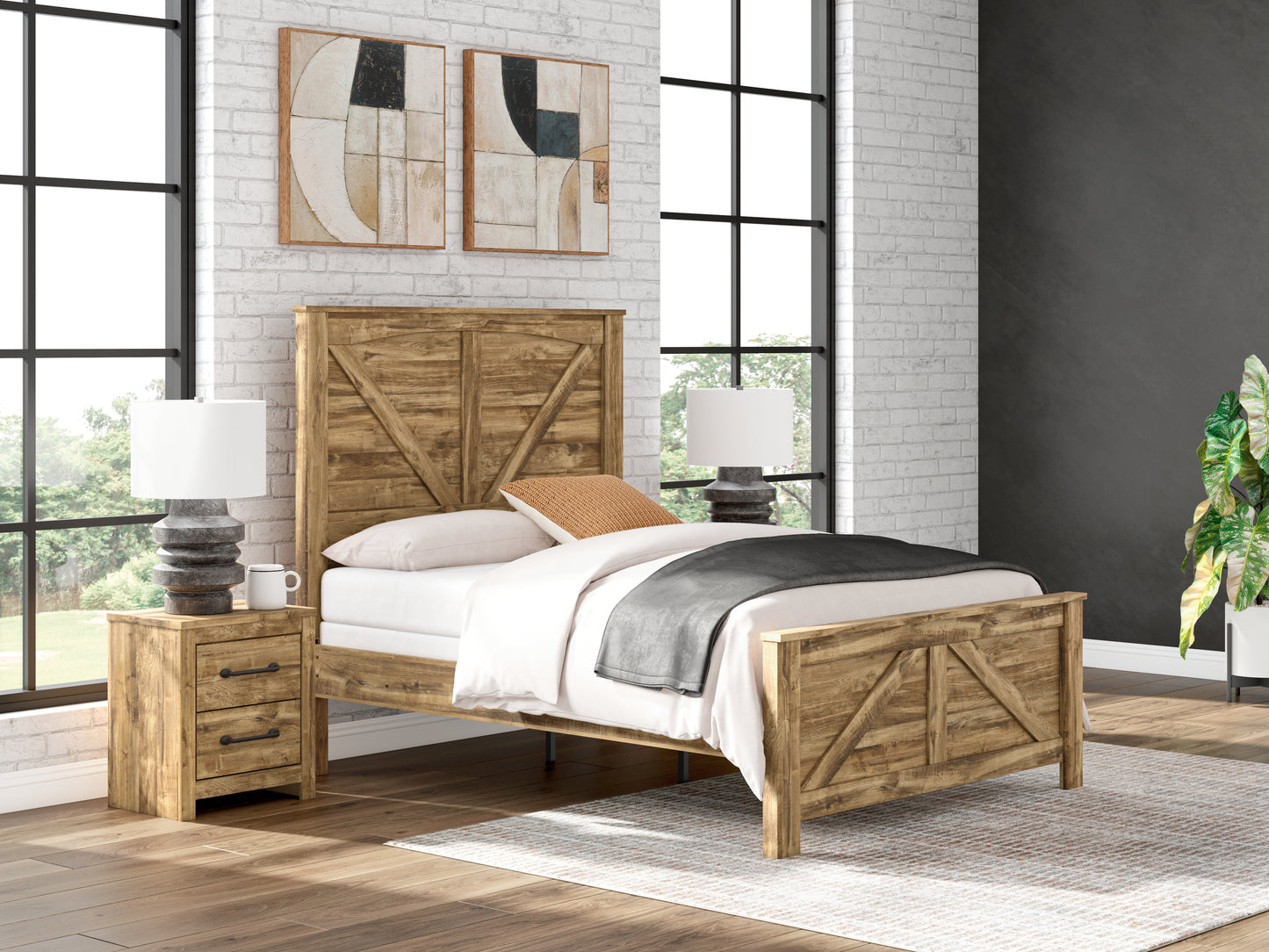Auburndale Furniture Outlet - Ashley Furniture - Maystonna Bedroom - Queen Crossbuck Panel Bed / Brown - PCB1580B2