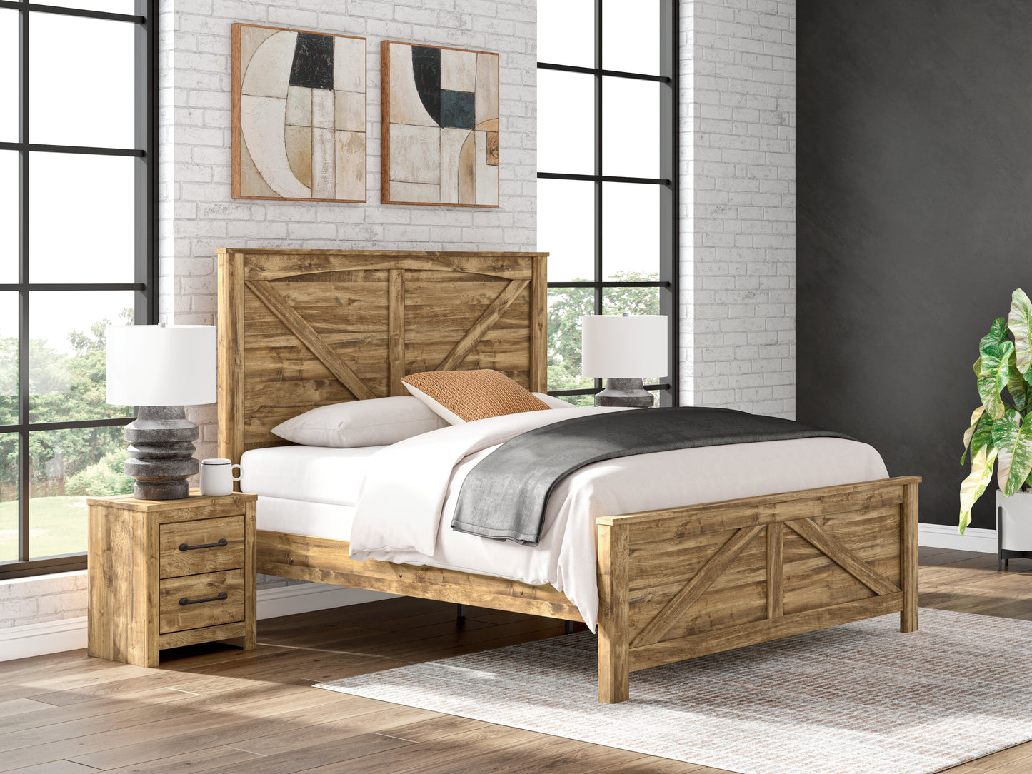 Auburndale Furniture Outlet - Ashley Furniture - Maystonna Bedroom - King Crossbuck Panel Bed - PCB1580B6