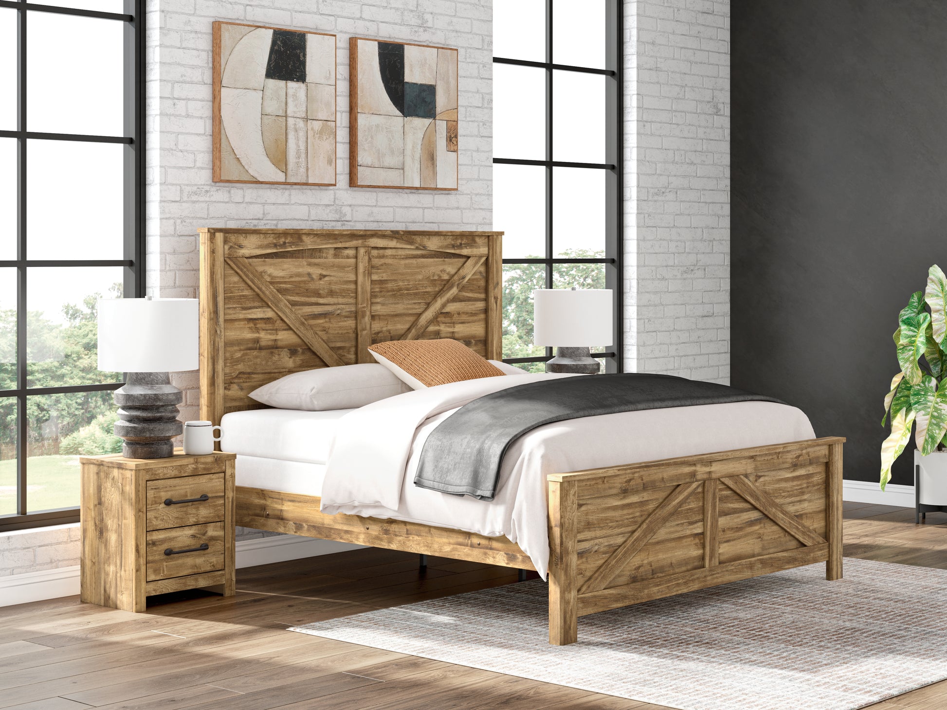Auburndale Furniture Outlet - Ashley Furniture - Maystonna Bedroom - King Crossbuck Panel Bed - PCB1580B6