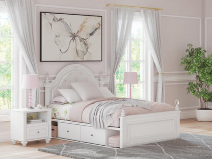 Auburndale Furniture Outlet - Ashley Furniture - Kozlani Bedroom - Full Upholstered Panel Bed with Storage / White - PCB1819B18