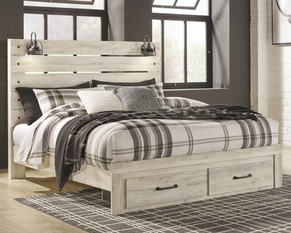 Auburndale Furniture Outlet - Ashley Furniture - Cambeck Bedroom - King Panel Bed with 2 Storage Drawers / Whitewash - B192B31