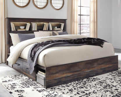 Auburndale Furniture Outlet - Ashley Furniture - Drystan Bedroom - King Bookcase Bed with 4 Storage Drawers / Multi - B211B52