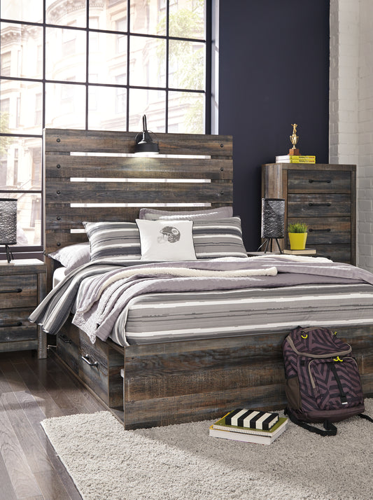Auburndale Furniture Outlet - Ashley Furniture - Drystan Bedroom - Full Bookcase Bed with 2 Storage Drawers / Multi - B211B21