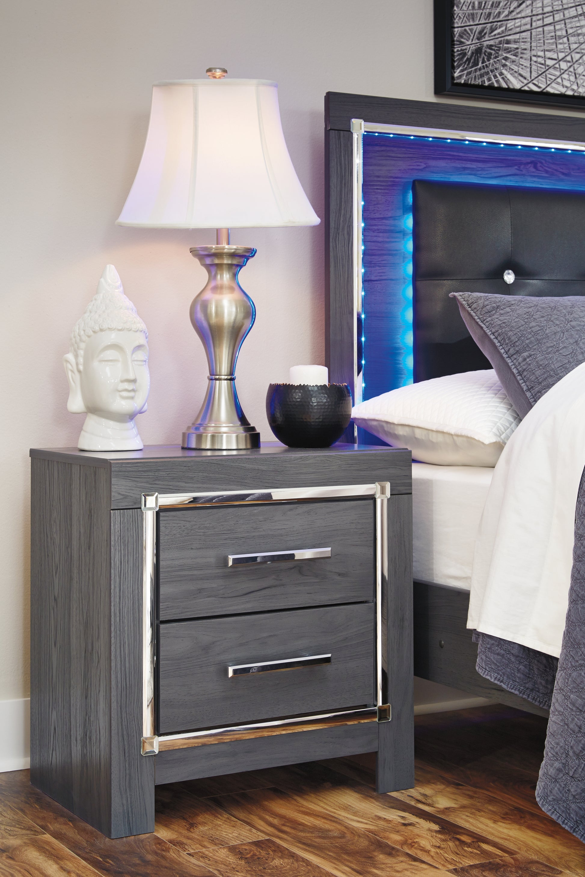 Auburndale Furniture Outlet - Ashley Furniture - Lodanna Bedroom - Full Panel Bed with 2 Storage Drawers / Gray - B214B5