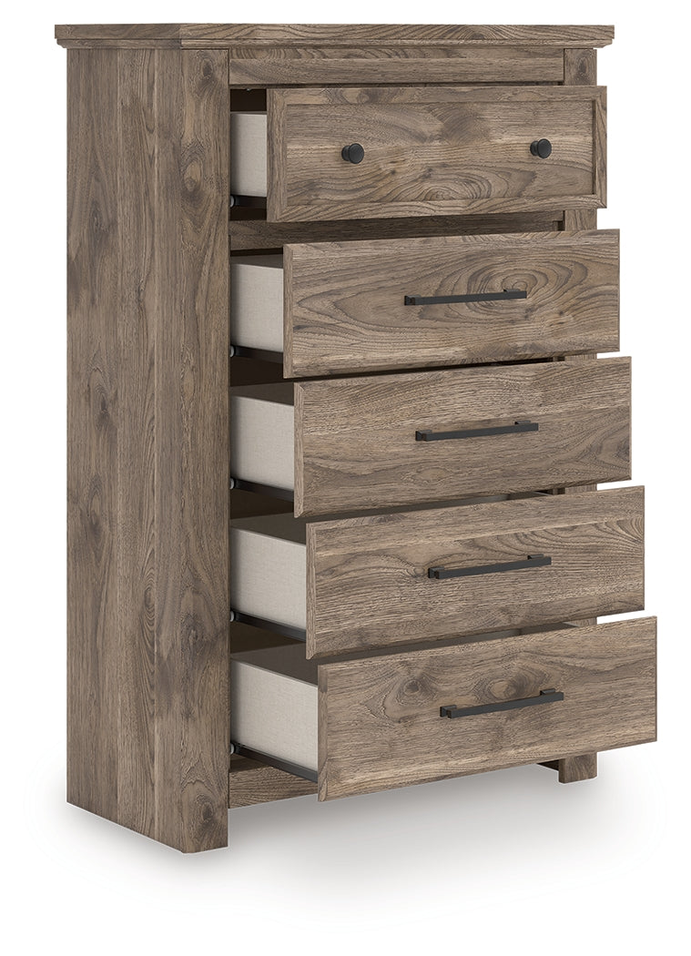 Auburndale Furniture Outlet - Ashley Furniture - Rusticott Bedroom - Five Drawer Chest / Brown - PCB2260-46