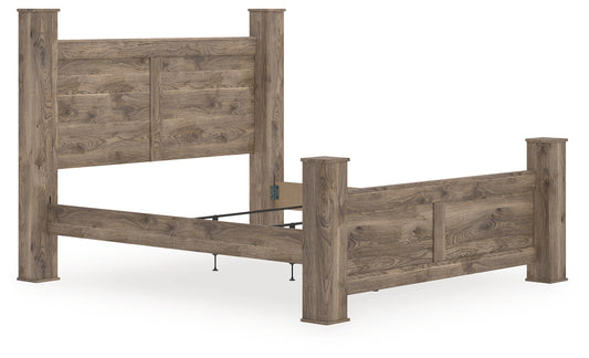Auburndale Furniture Outlet - Ashley Furniture - Rusticott Bedroom - King Poster Bed / Brown - PCB2260B7