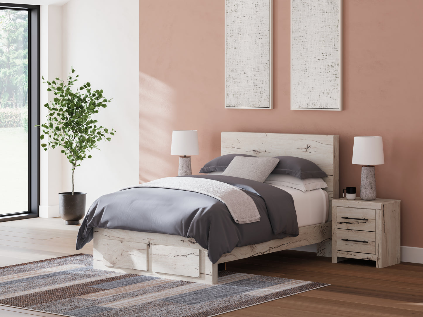 Auburndale Furniture Outlet - Ashley Furniture - Lawroy Bedroom - Full Panel Storage Bed / Light Natural - B2310B20