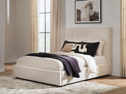 Auburndale Furniture Outlet - Ashley Furniture - Shoralli Bedroom - Queen Upholstered Storage Bed / Beige - B2611B4