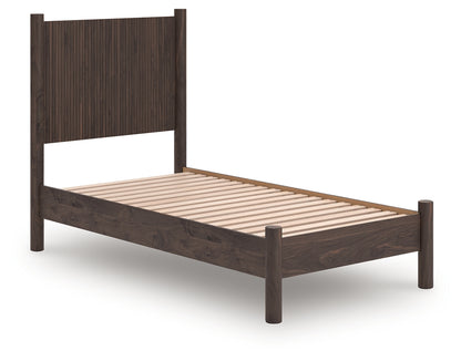 Auburndale Furniture Outlet - Ashley Furniture - Pamytta Bedroom - Twin Panel Platform Bed / Brown - PCB2614B2