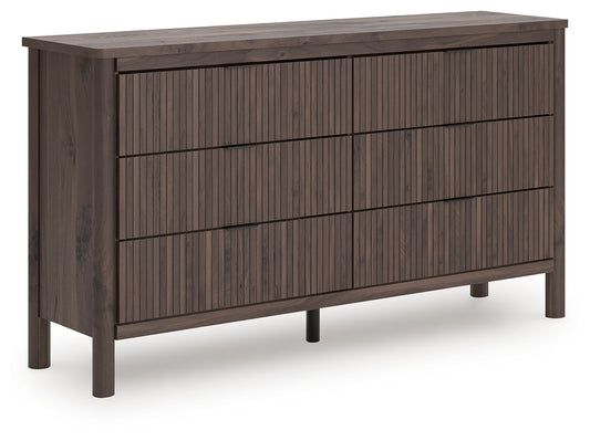 Auburndale Furniture Outlet - Ashley Furniture - Pamytta Bedroom - Five Drawer Wide Chest / Brown - PCB2614-46