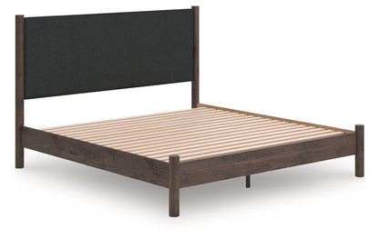 Auburndale Furniture Outlet - Ashley Furniture - Pamytta Bedroom - King Upholstered Panel Platform Bed / Brown - PCB2614B28