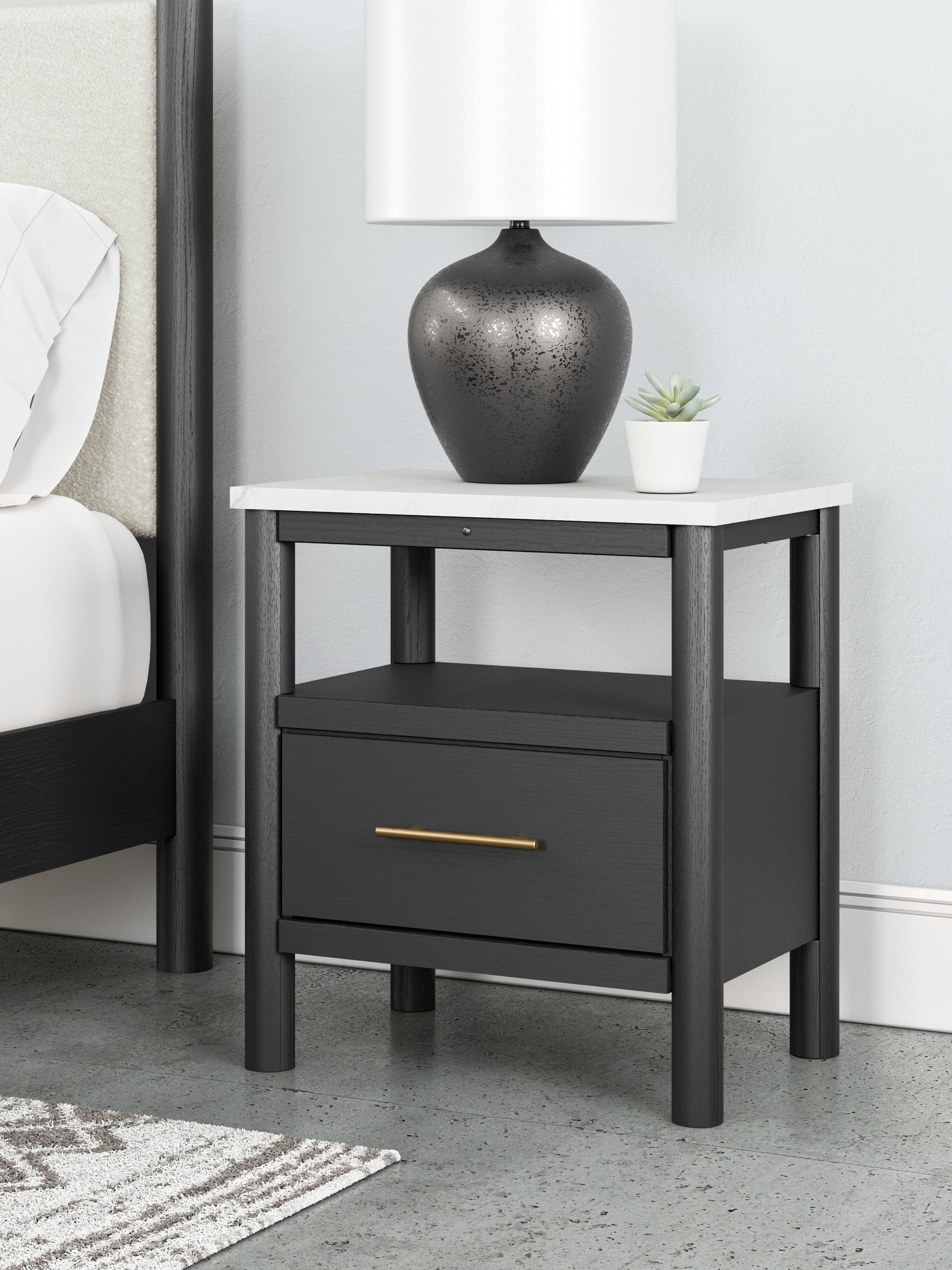Auburndale Furniture Outlet - Ashley Furniture - Cadmori Bedroom - One Drawer Night Stand / Black/White - B2616-91