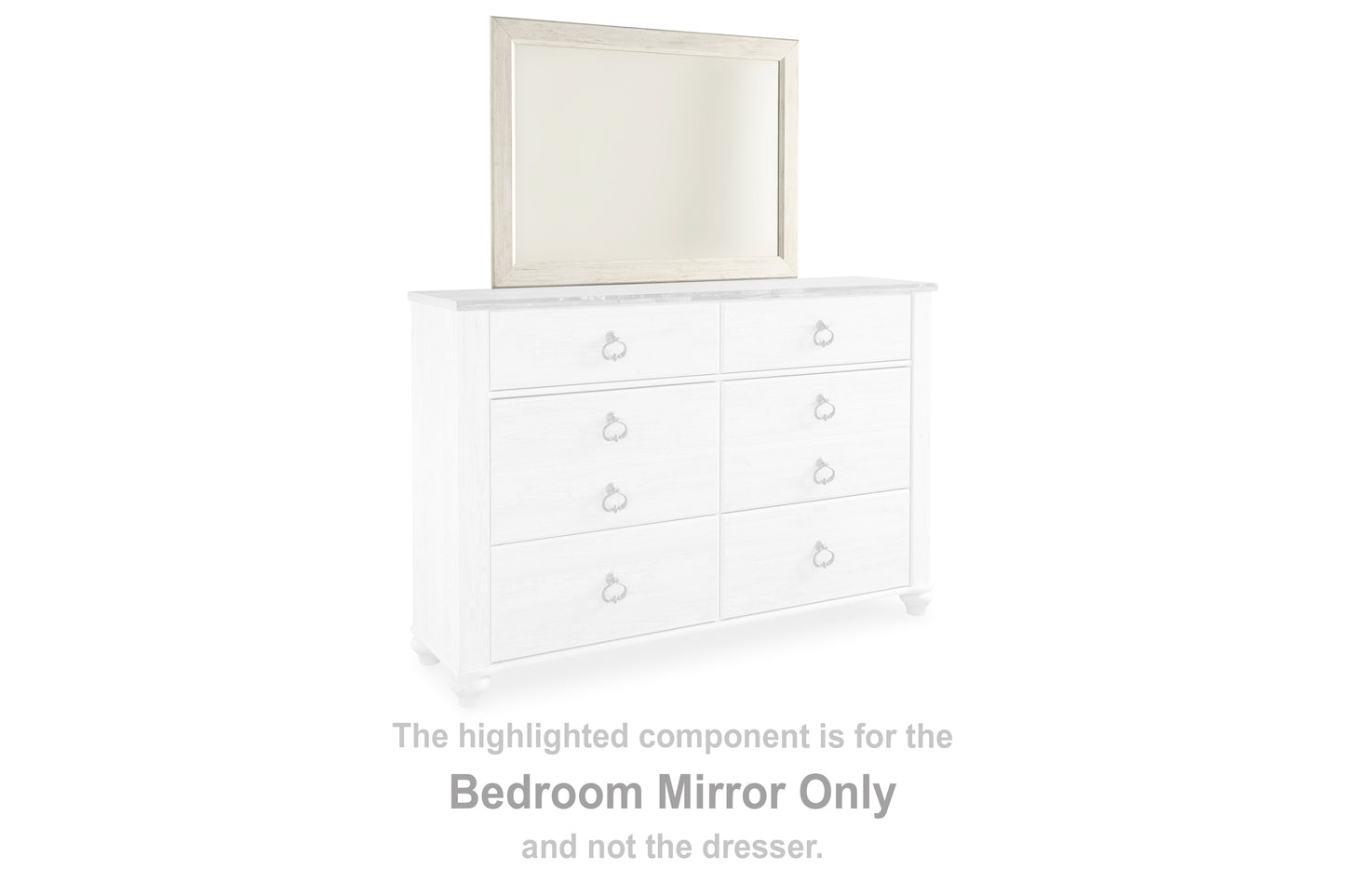 Auburndale Furniture Outlet - Ashley Furniture - Willowton Bedroom - Bedroom Mirror / Whitewash - B267-36