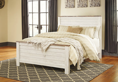 Auburndale Furniture Outlet - Ashley Furniture - Willowton Bedroom - King Panel Bed / Whitewash - B267B10