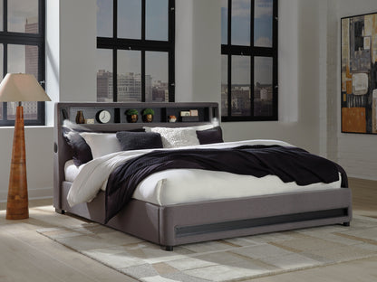 Auburndale Furniture Outlet - Ashley Furniture - Verishaw Bedroom - King Upholstered Bed / Gray - PCB2721B21