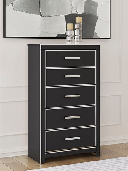 Auburndale Furniture Outlet - Ashley Furniture - Zuraleus Bedroom - Five Drawer Chest / Black - PCB3380-46