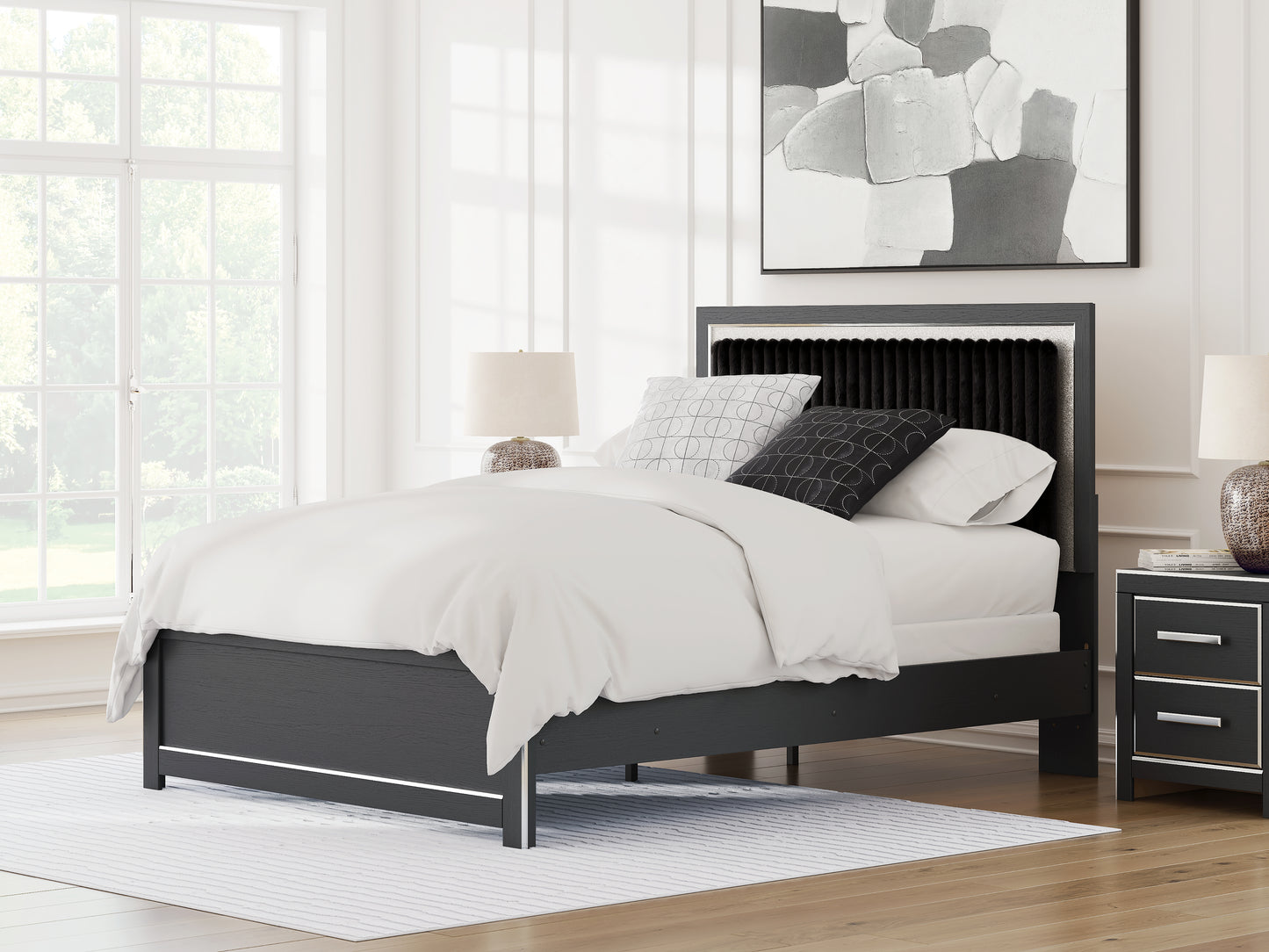 Auburndale Furniture Outlet - Ashley Furniture - Zuraleus Bedroom - Queen Upholstered Panel Bed / Black - PCB3380B6