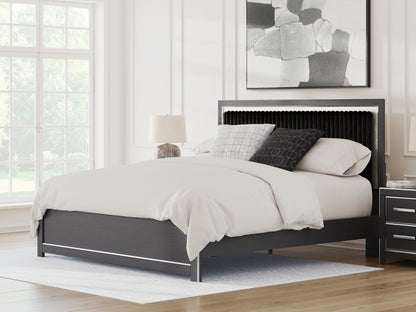 Auburndale Furniture Outlet - Ashley Furniture - Zuraleus Bedroom - King Upholstered Platform Bed / Black - PCB3380B10