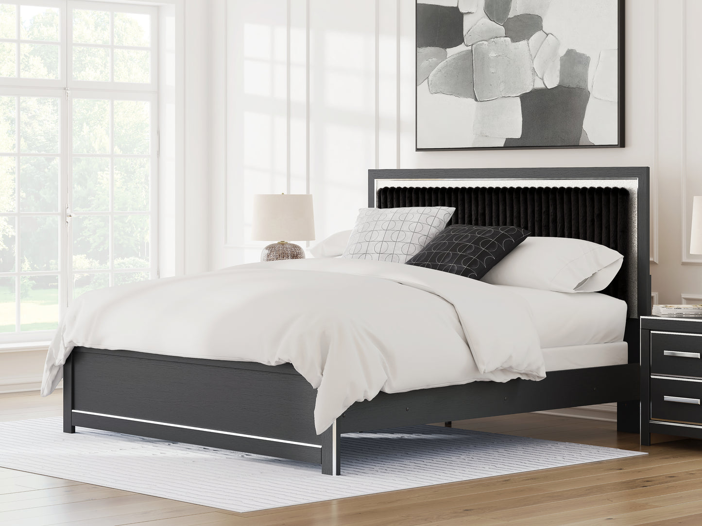 Auburndale Furniture Outlet - Ashley Furniture - Zuraleus Bedroom - King Upholstered Panel Bed / Black - PCB3380B12