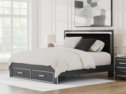 Auburndale Furniture Outlet - Ashley Furniture - Zuraleus Bedroom - King Upholstered Panel Storage Bed / Black - PCB3380B11