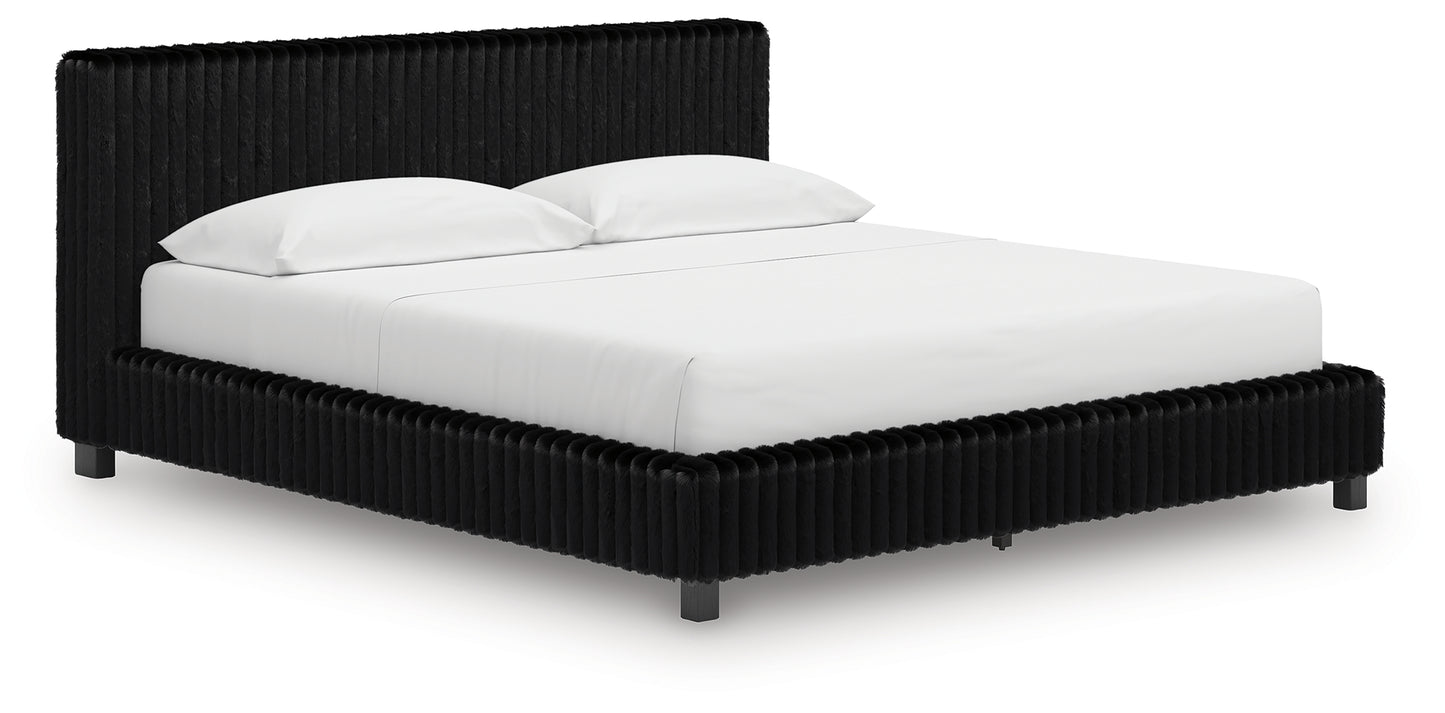 Auburndale Furniture Outlet - Ashley Furniture - Zuraleus Bedroom - California King Upholstered Bed / Black - PCB3380B14