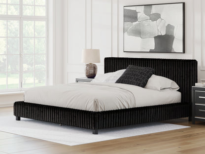 Auburndale Furniture Outlet - Ashley Furniture - Zuraleus Bedroom - King Upholstered Bed / Black - PCB3380B13