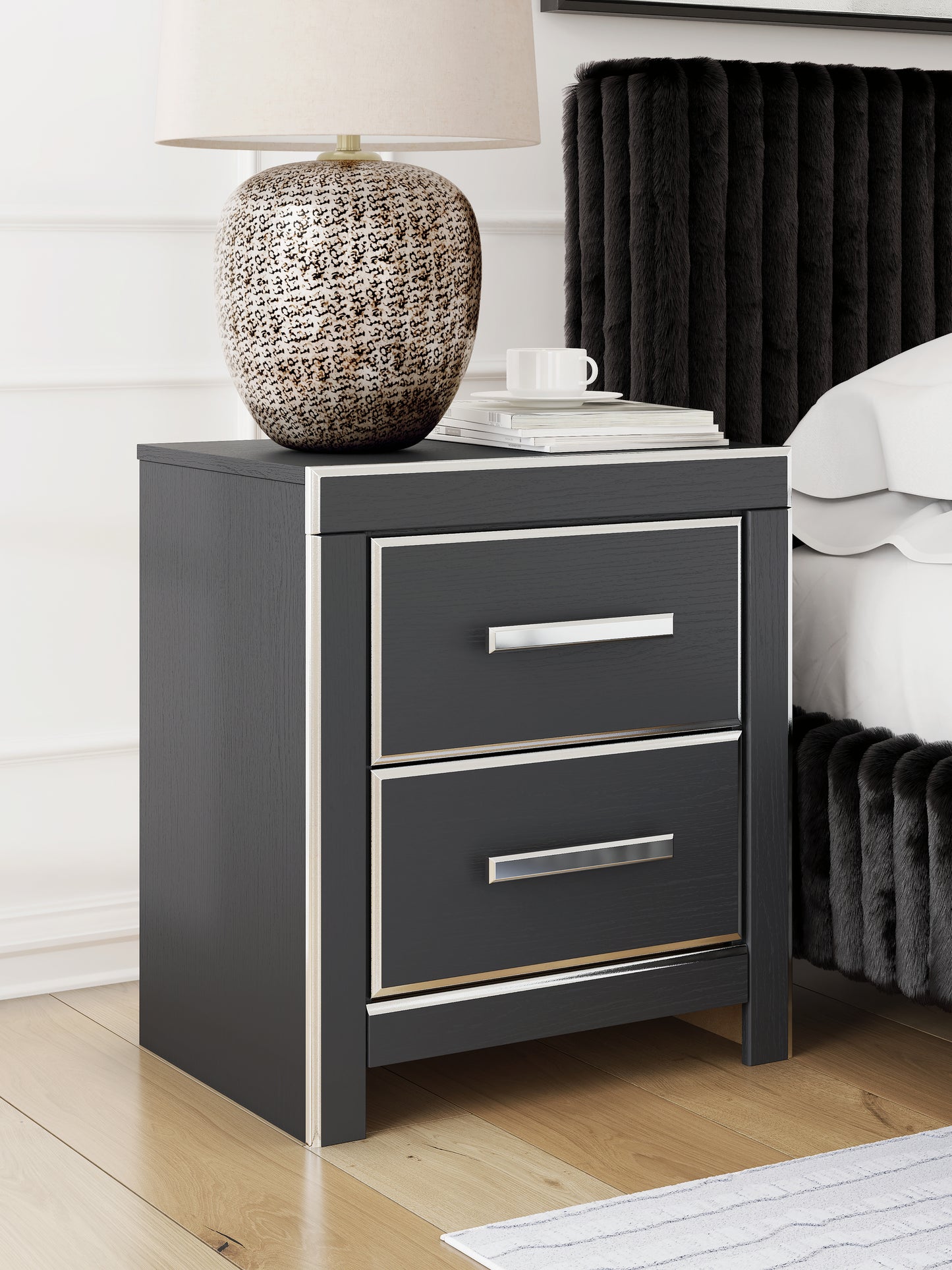 Auburndale Furniture Outlet - Ashley Furniture - Zuraleus Bedroom - Two Drawer Night Stand / Black - PCB3380-92